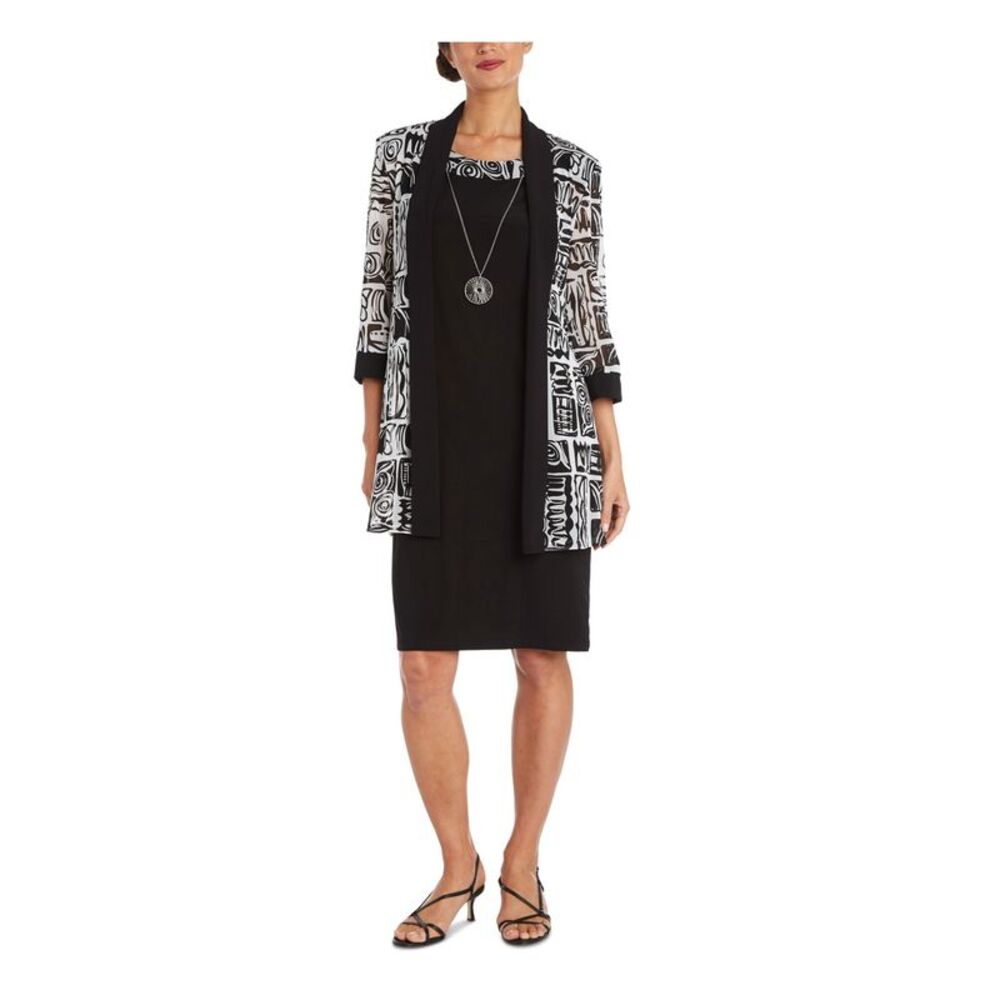 NWT R&M RICHARDS Womens Black Open Front Shoulder Pads Jacket Petites 4P